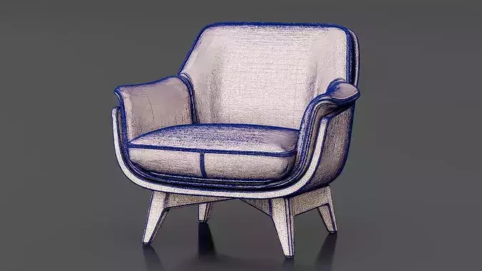 Armchair 02 Low-poly 3D model 7