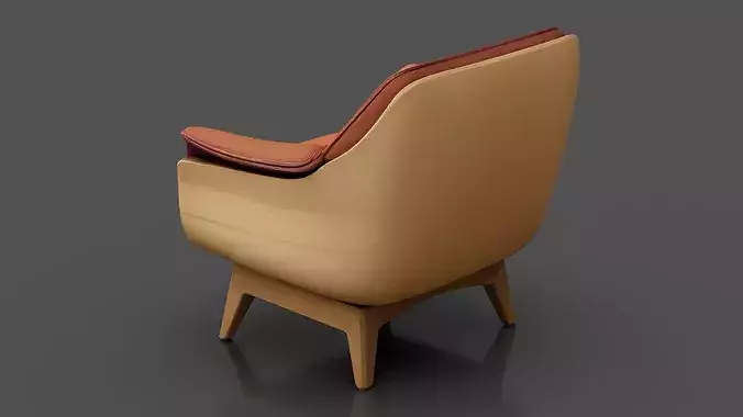 Armchair 02 Low-poly 3D model 3