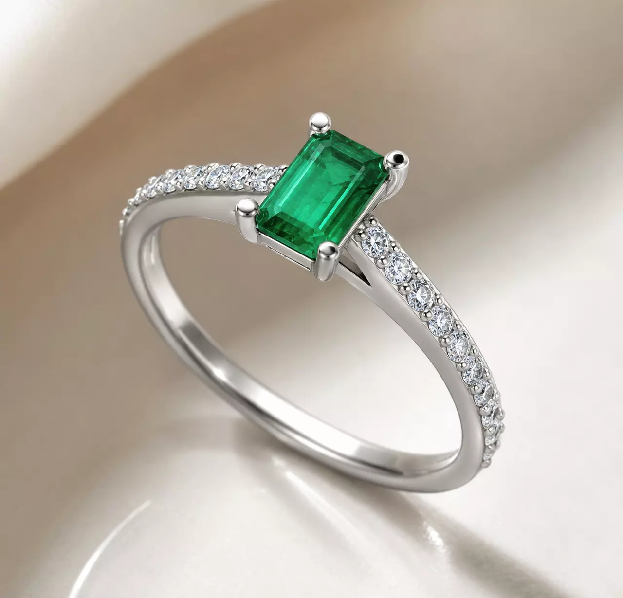 SOLITAIRE EMERALD CUT RING WEDDING PRODUCTION MODEL 3D print model