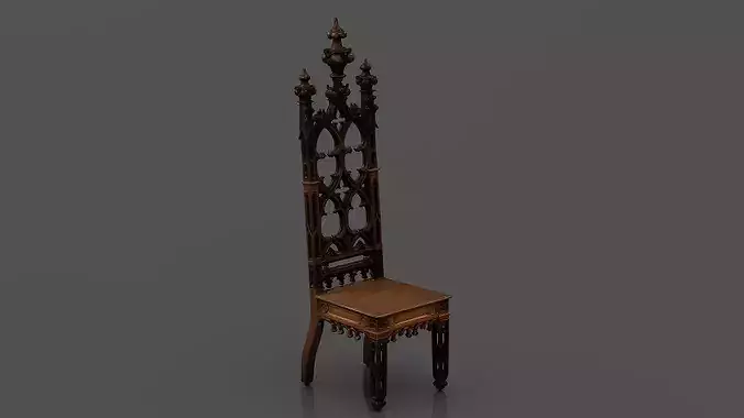 Hall Chair Low-poly 3D model 2