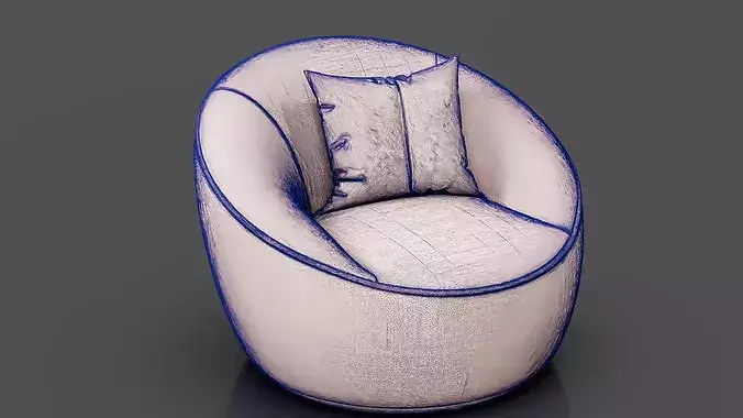 Modern Chair 3 Low-poly 3D model 7