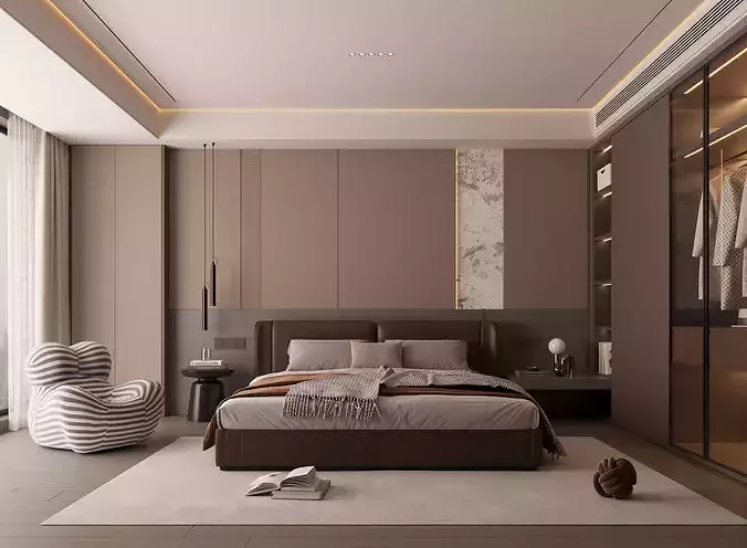 modern bedroom interior023 3D model