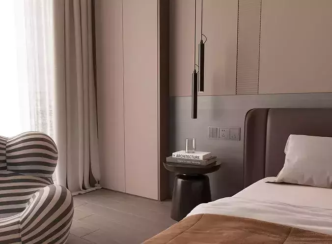 modern bedroom interior023 3D model 4