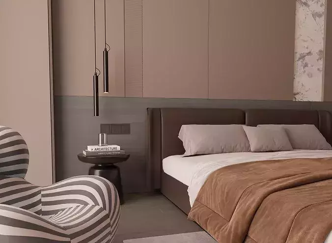 modern bedroom interior023 3D model 5