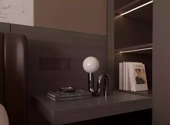 modern bedroom interior023 3D model 3