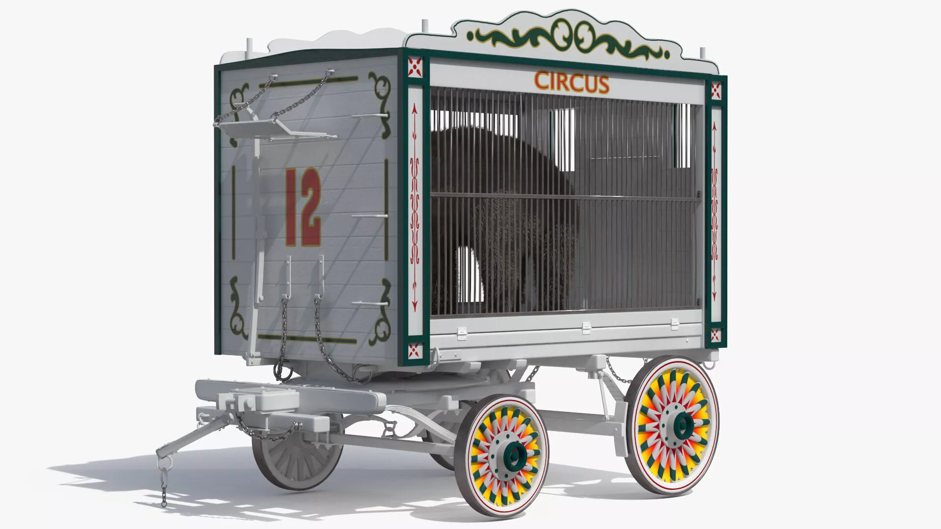 Circus Bear in Transport Cage Dark Brown Fur 3D model