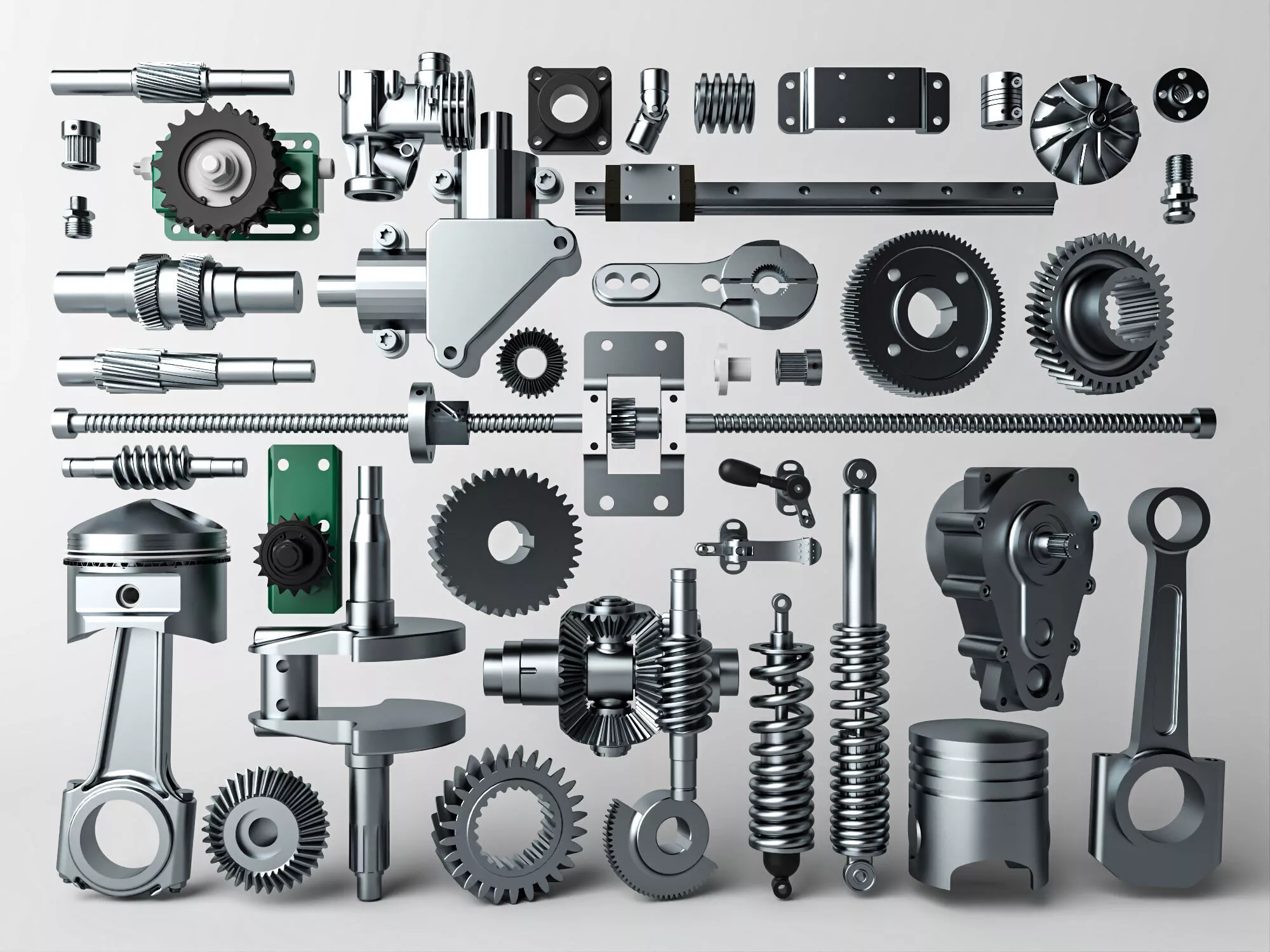 Mechanical Parts Gears Collection Low-poly 3D model