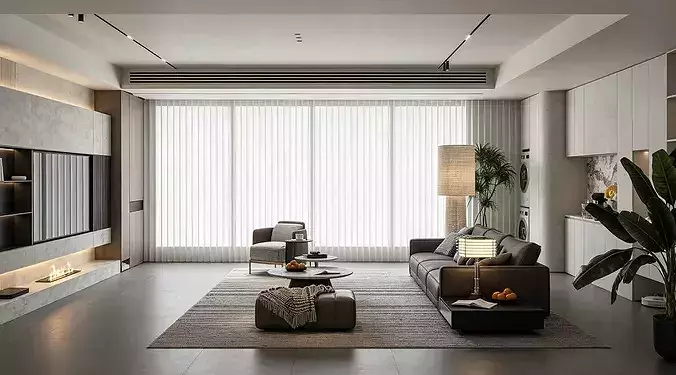 Italian style light luxury living room  3D model 2