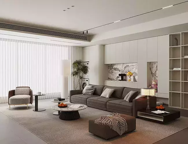 Italian style light luxury living room  3D model 3