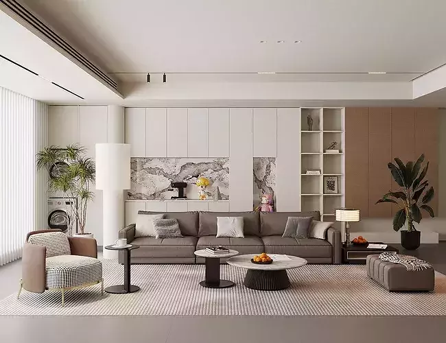 Italian style light luxury living room  3D model 4