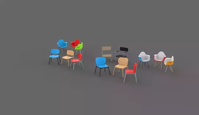 Kram Lounge Chair set  3D model 7