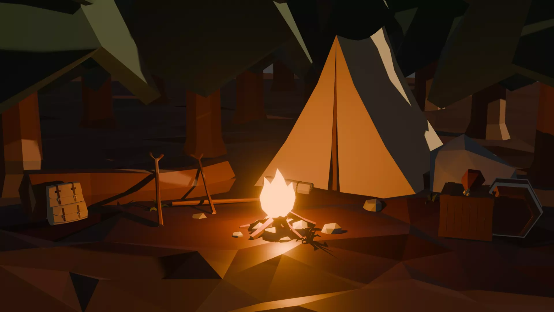 FREE 3D STYLIZED LOW-POLY CAMPING Free low-poly 3D model