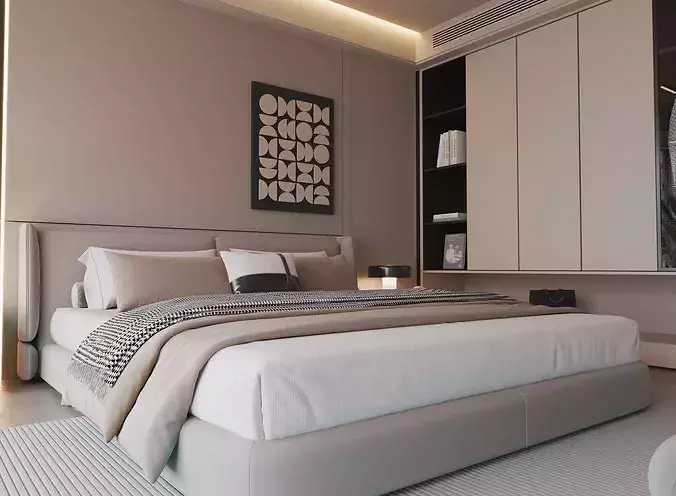 modern bedroom interior027 3D model 2