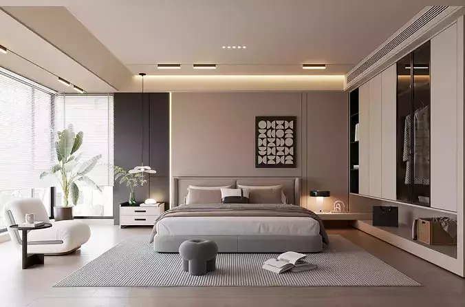 modern bedroom interior027 3D model