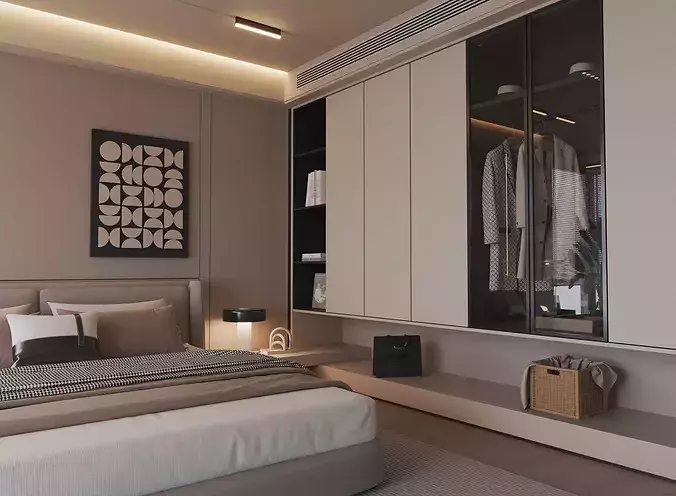 modern bedroom interior027 3D model 3