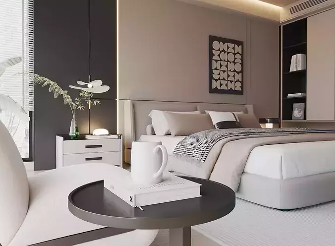 modern bedroom interior027 3D model 5