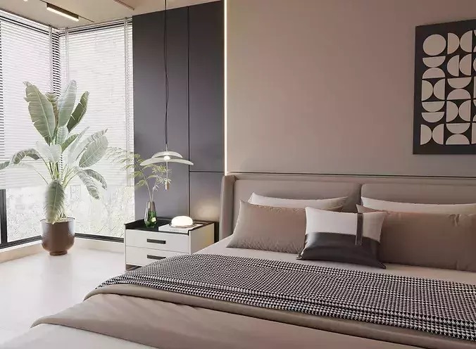 modern bedroom interior027 3D model 4