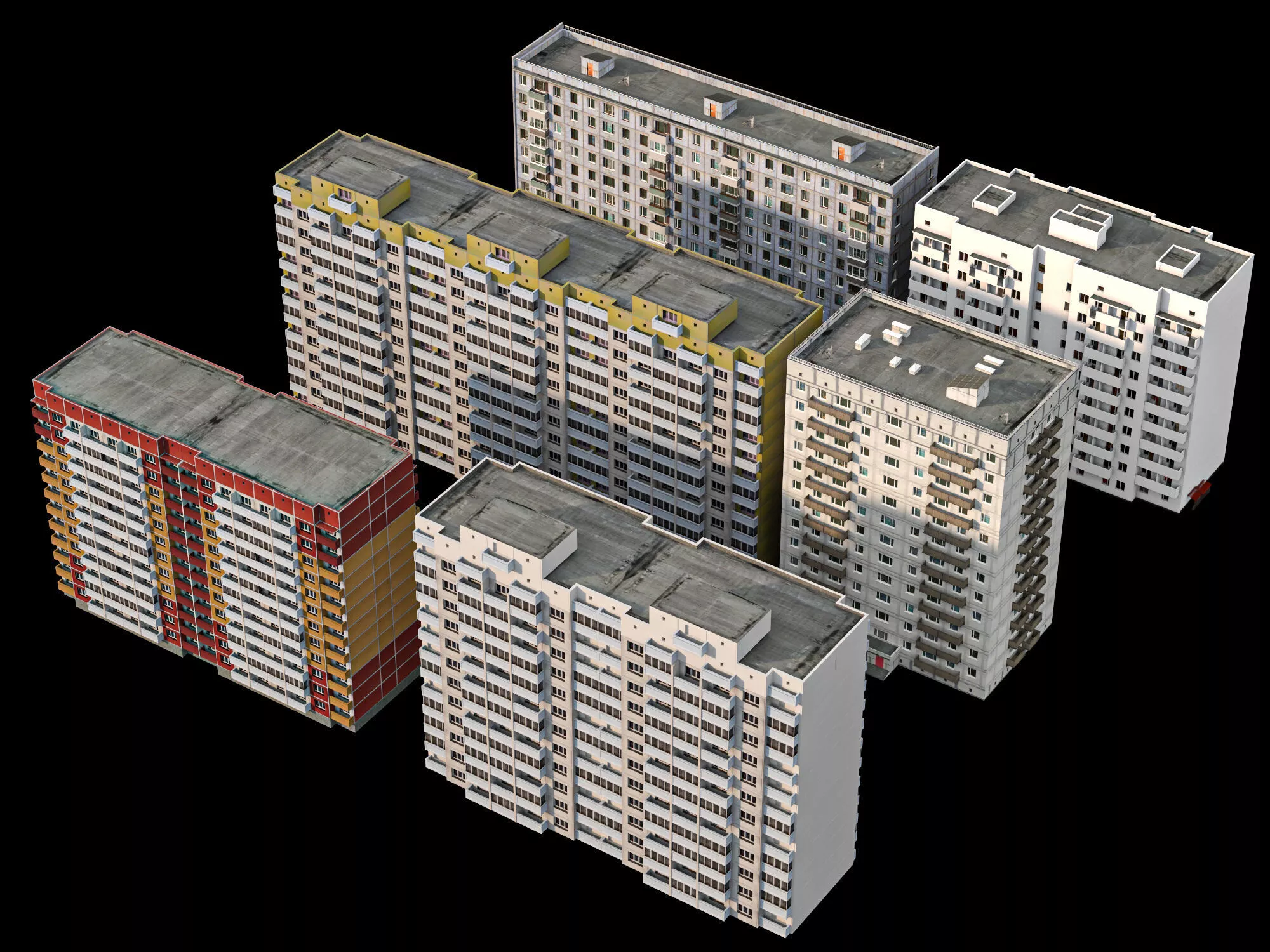 Soviet Panel Apartment Buildings 3D model