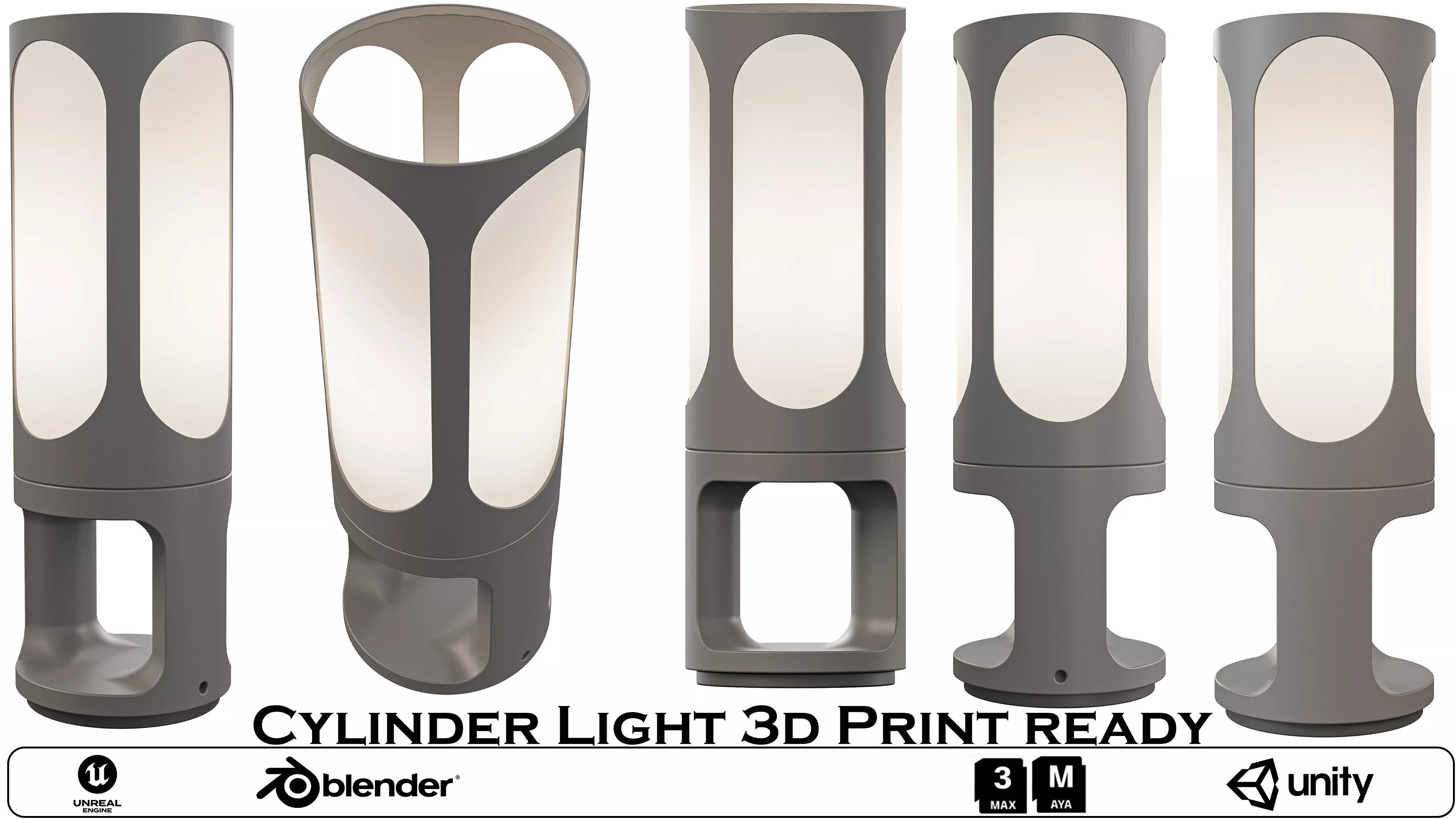 Cylinder Light -Twist-Lock Snap-Fit 3D print model