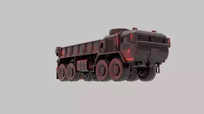 Game Ready High Poly Military Transport Truck 3D Model