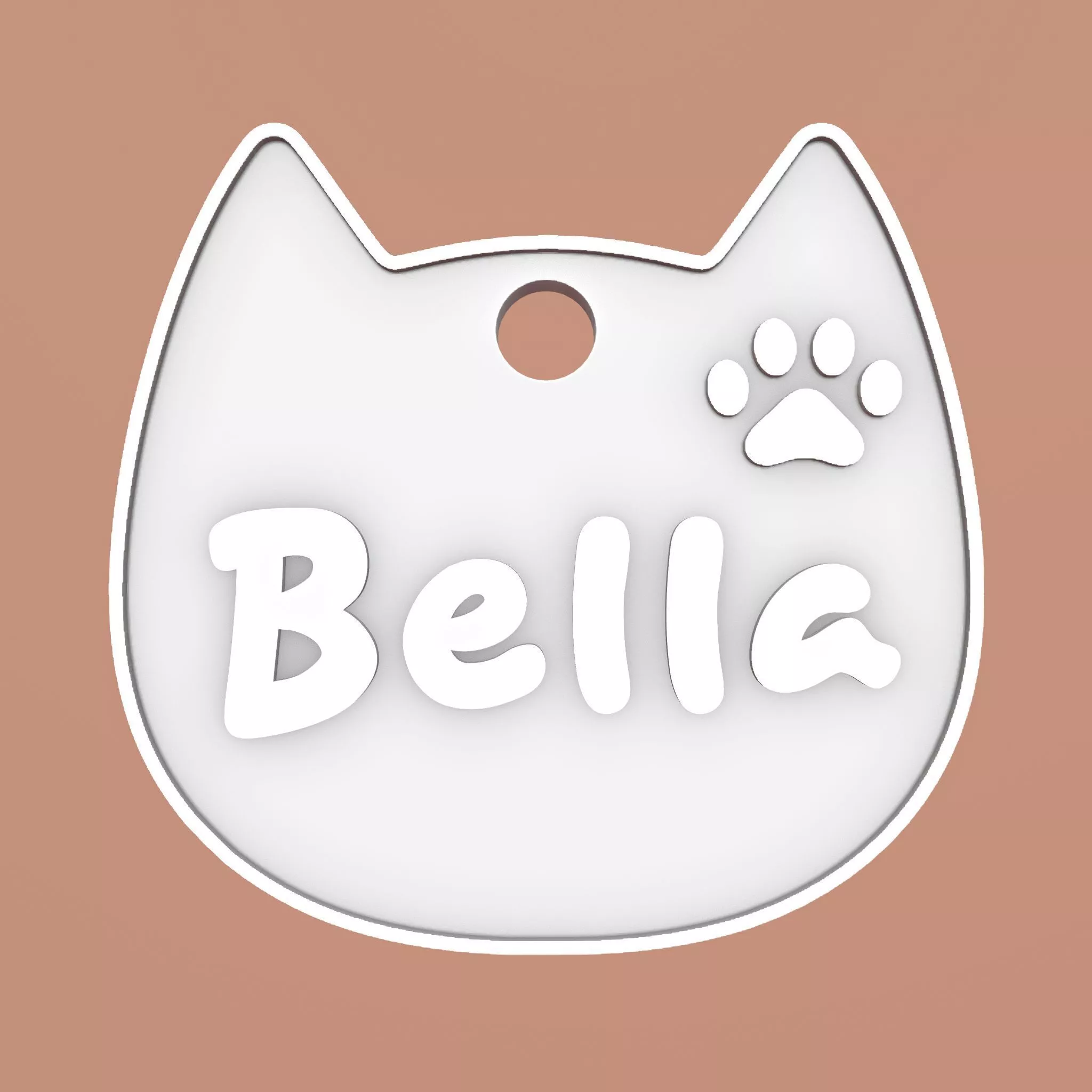 Bella Cat Head Personalized Name Tag Keychain 3D print model