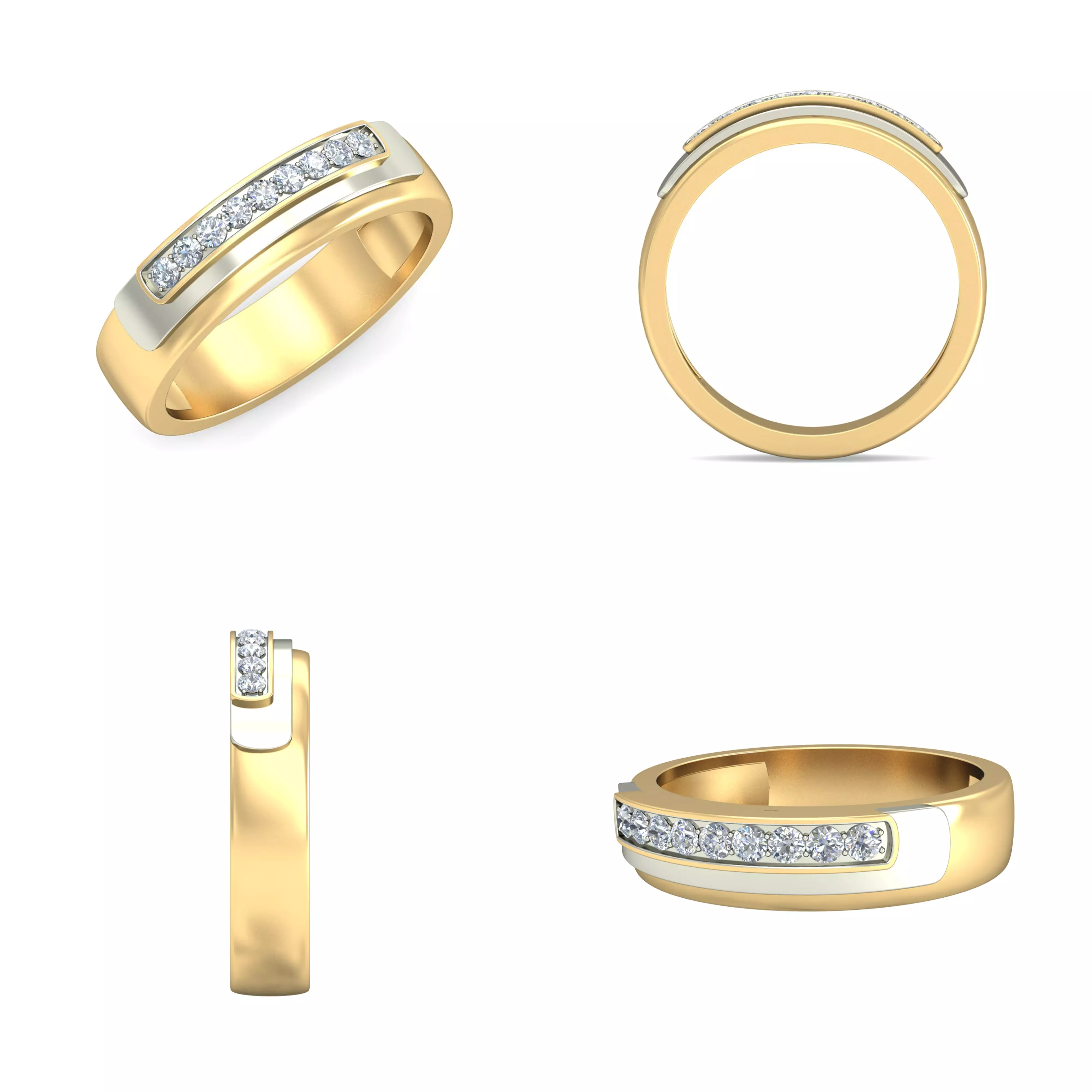 Elegant Two Tone Diamond Band Ring 3DM CAD Jewelry Design 3D print model