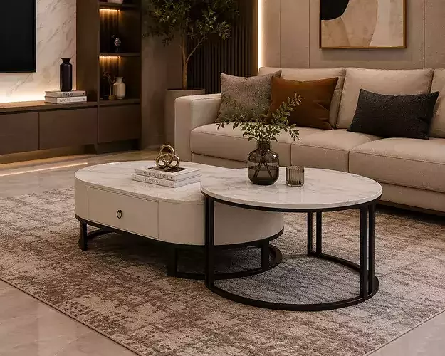 Modern Luxury Coffee Table Collection 3D model 5