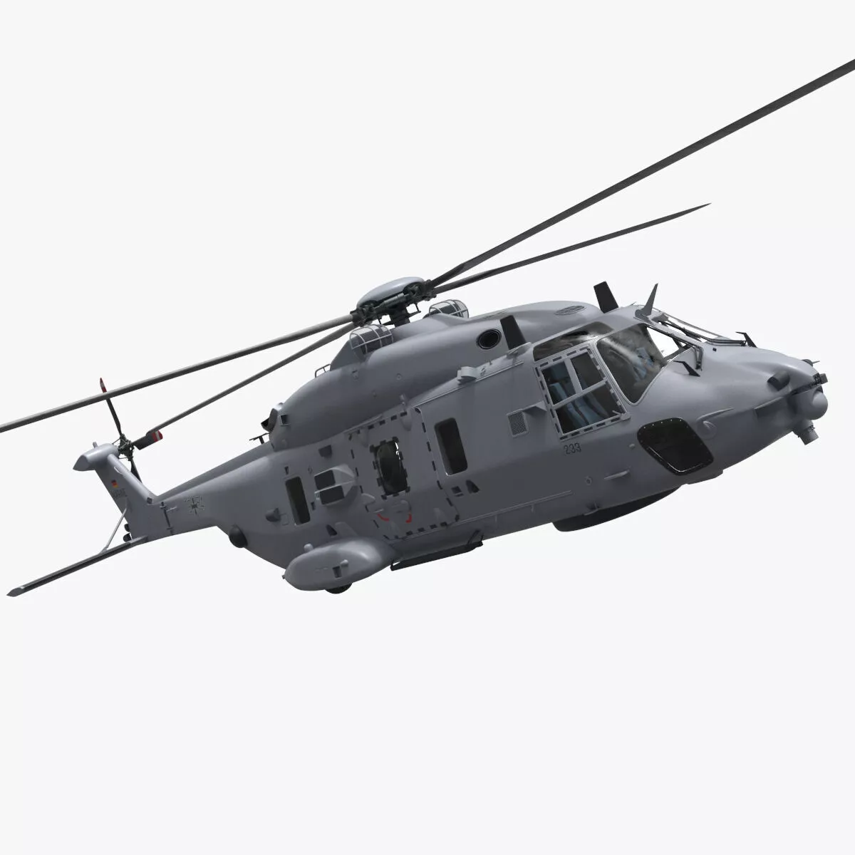 NH90 Naval Utility Helicopter Light Grey with Interior Rigged 3D model