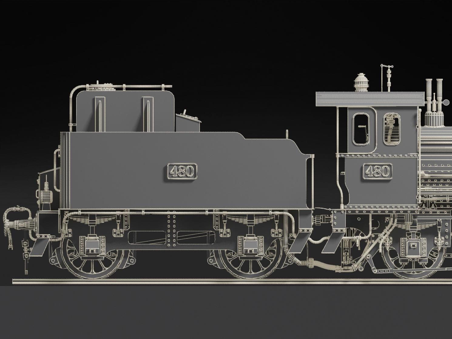 Orleans 1893 Steam Locomotive 3D model_22