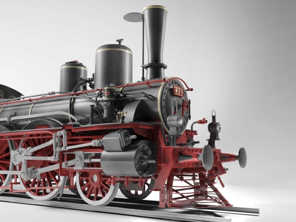 Orleans 1893 Steam Locomotive 3D model_3