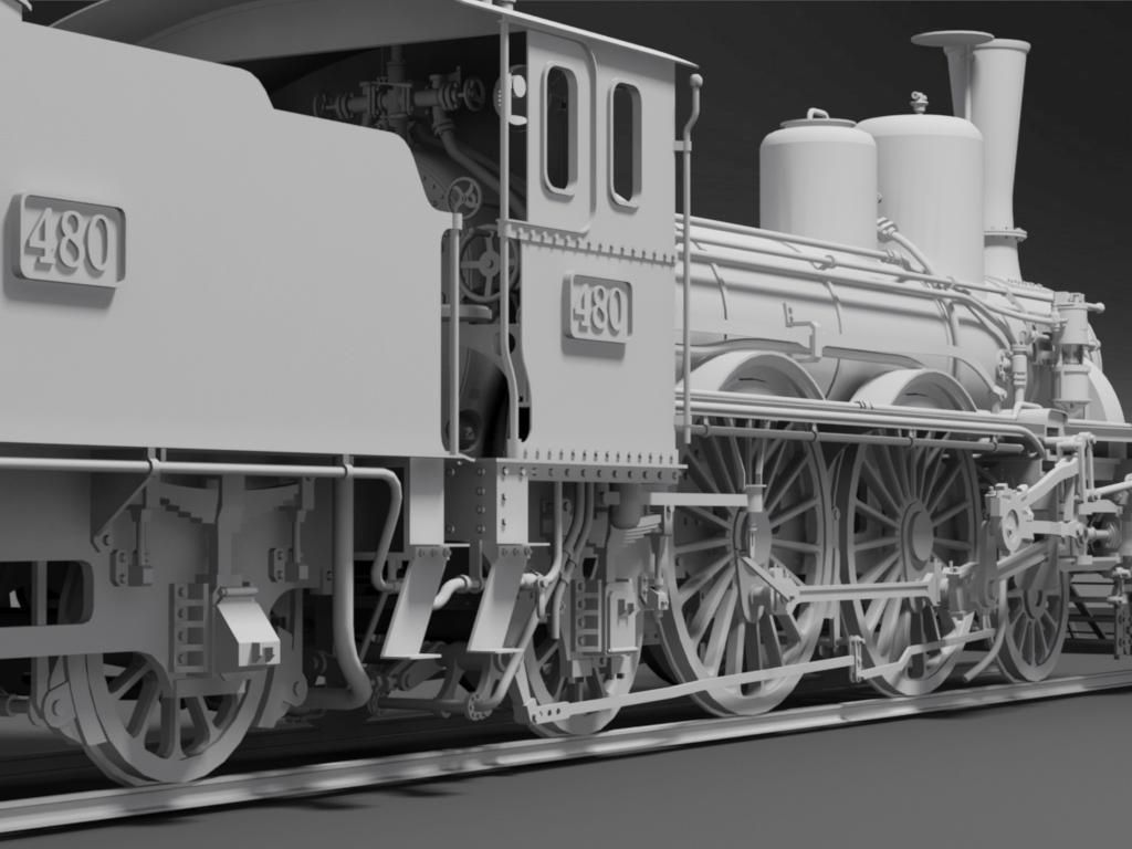 Orleans 1893 Steam Locomotive 3D model_12