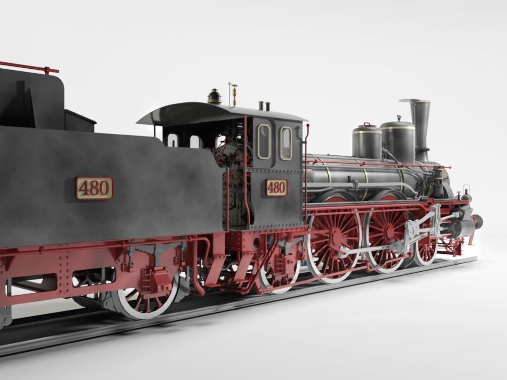 Orleans 1893 Steam Locomotive 3D model_4