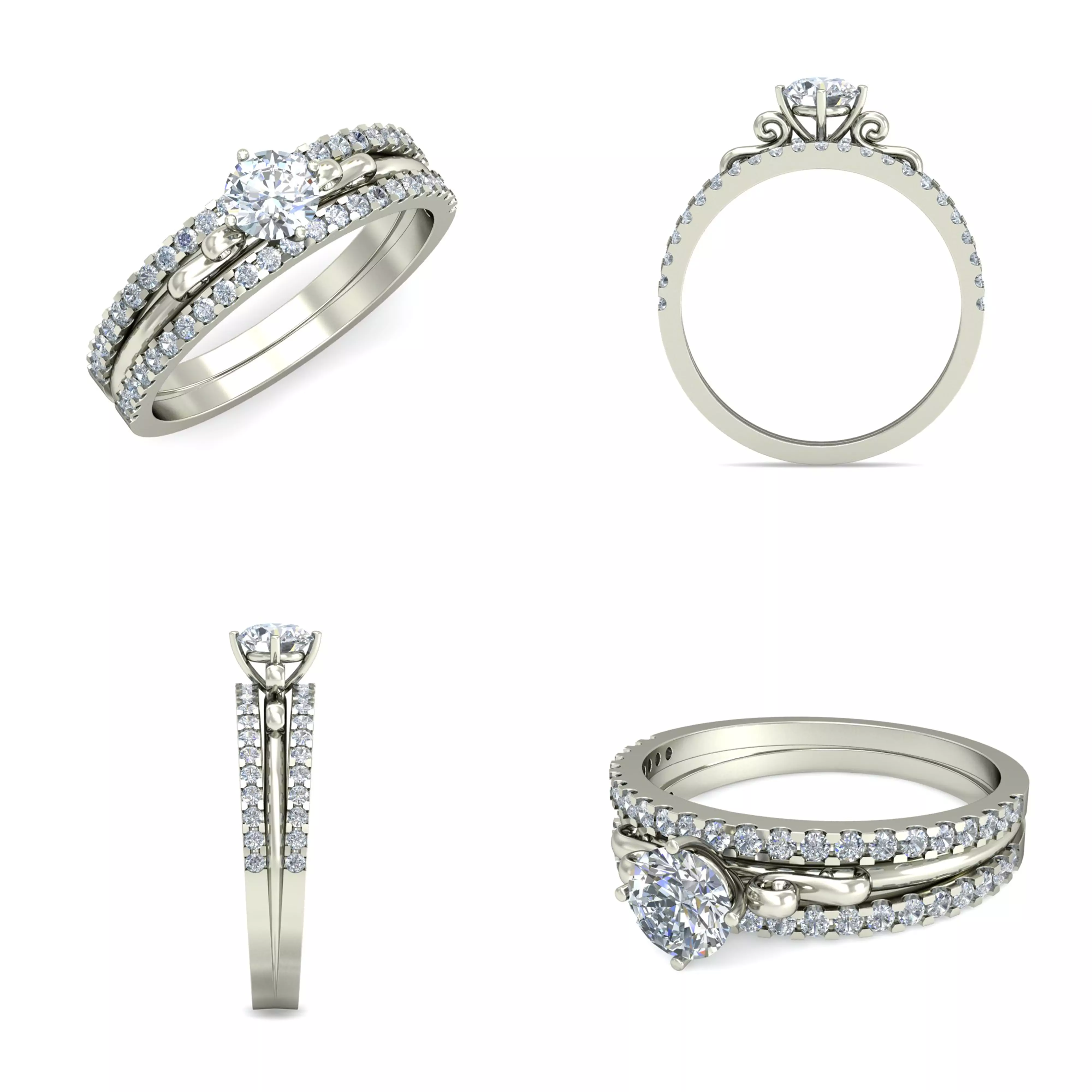Vintage Split Shank Diamond Engagement Ring 3DM CAD Jewelry 3D print model