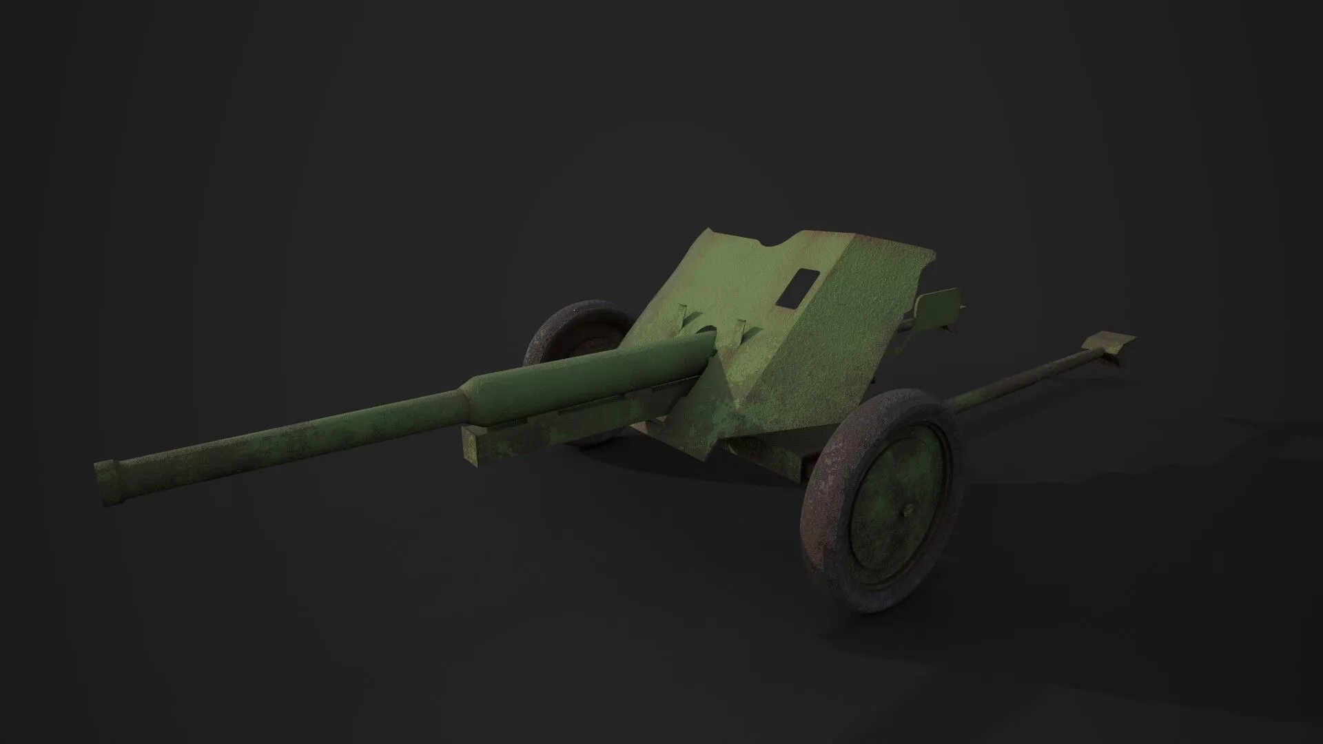 Soviet 45mm anti-tank gun ww2 era Low-poly 3D model