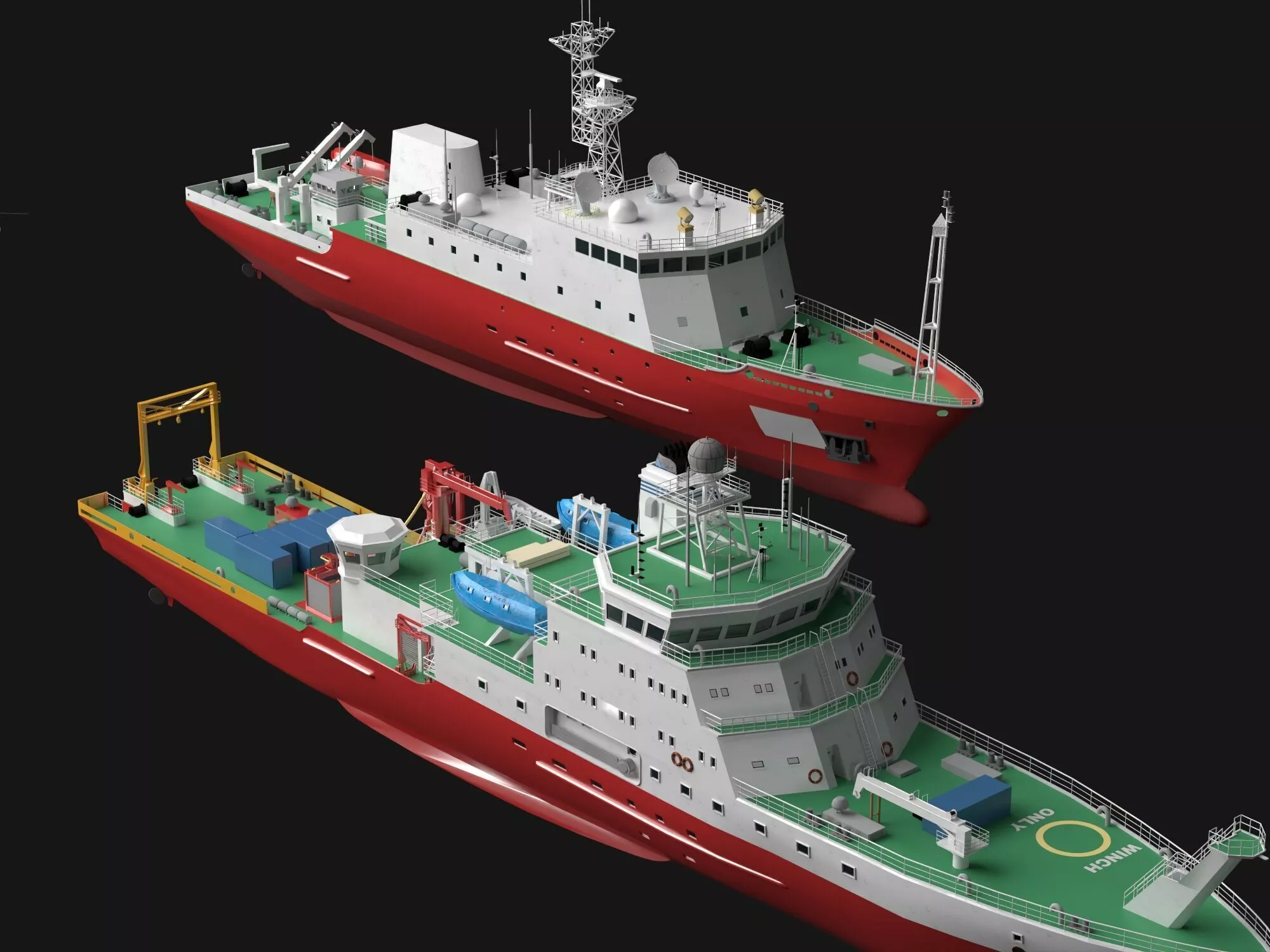 Chinese Polar Research Vessels Ships 3D model