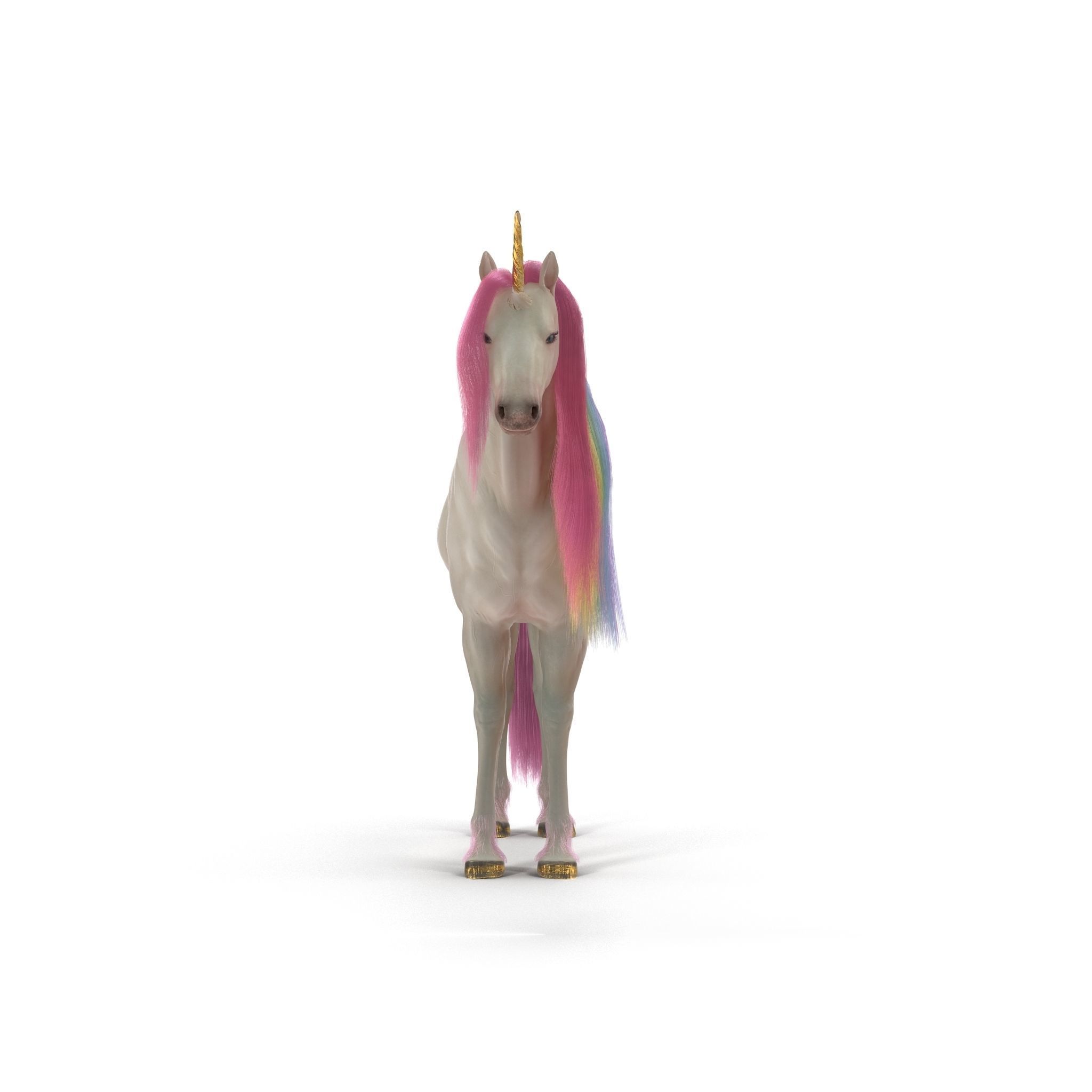 Unicorn with rainbow mane 3D model_7
