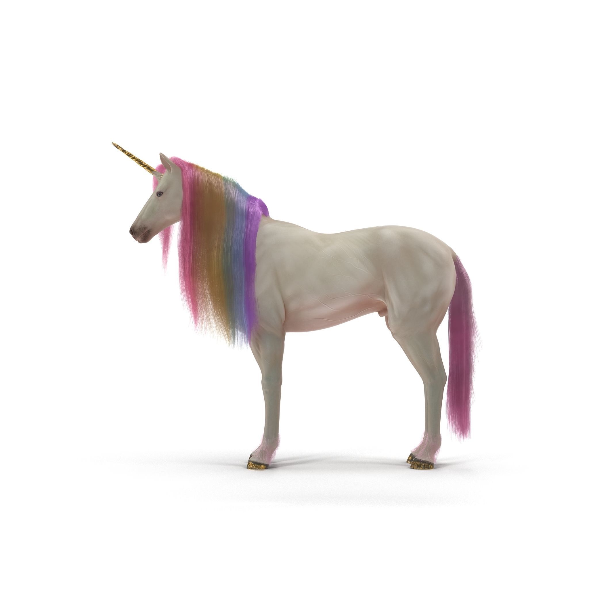 Unicorn with rainbow mane 3D model_1