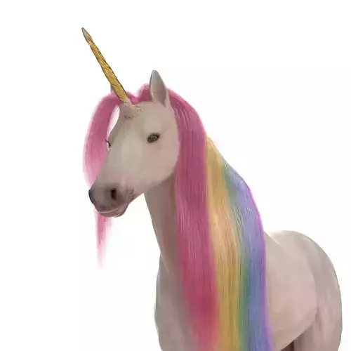 Unicorn with rainbow mane 3D model Unicorn with rainbow mane 3D model