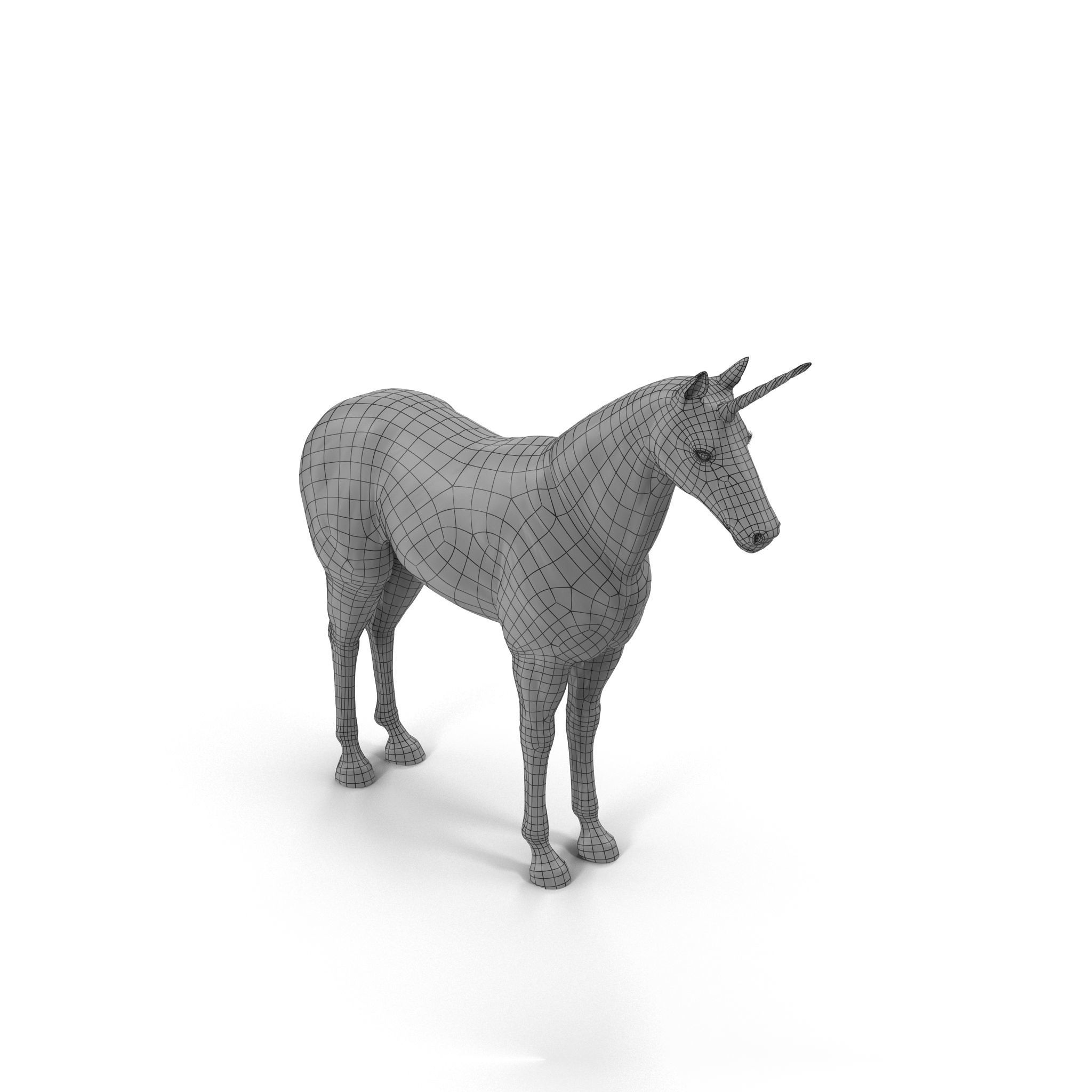 Unicorn with rainbow mane 3D model_3