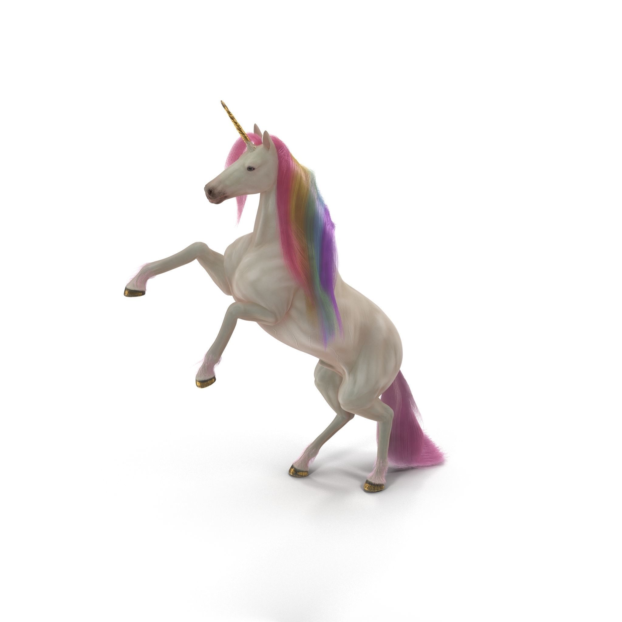 Unicorn with rainbow mane 3D model_12