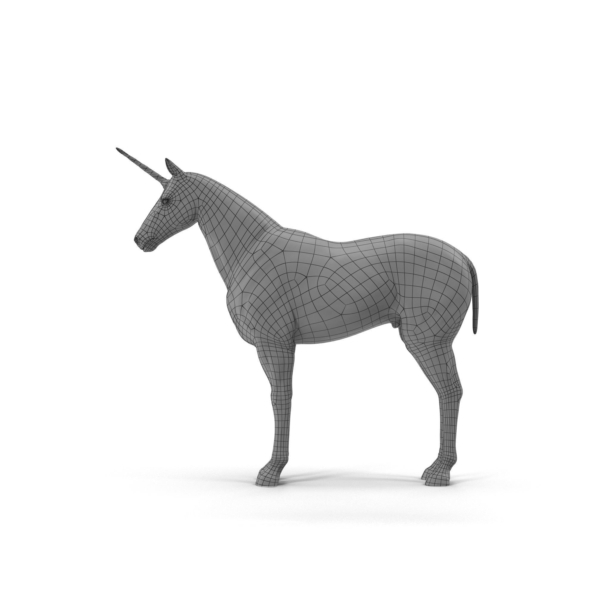 Unicorn with rainbow mane 3D model_15