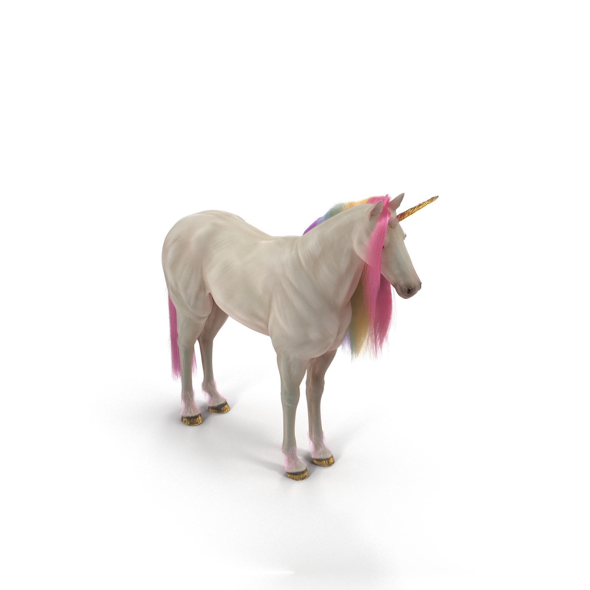 Unicorn with rainbow mane 3D model_11