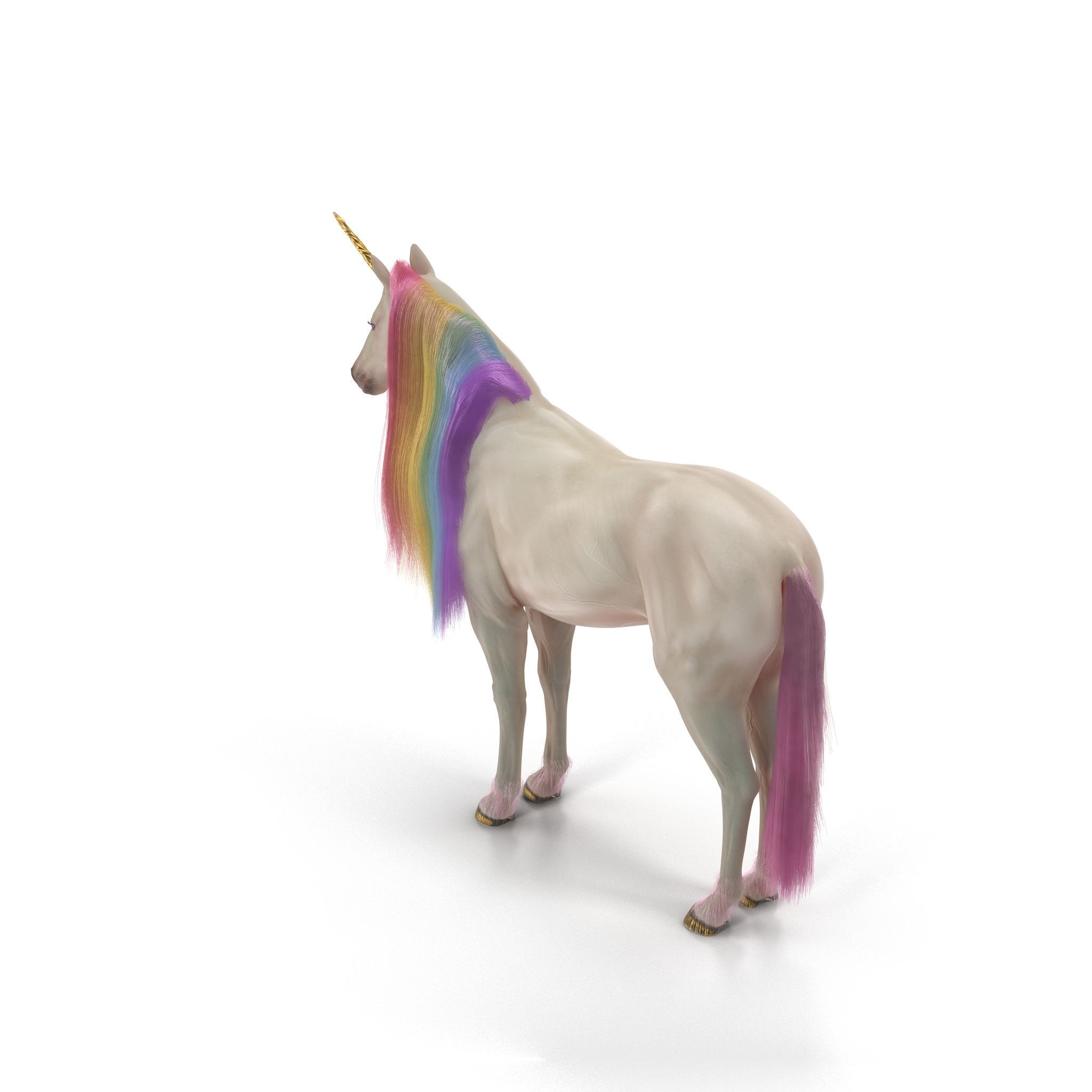 Unicorn with rainbow mane 3D model_6