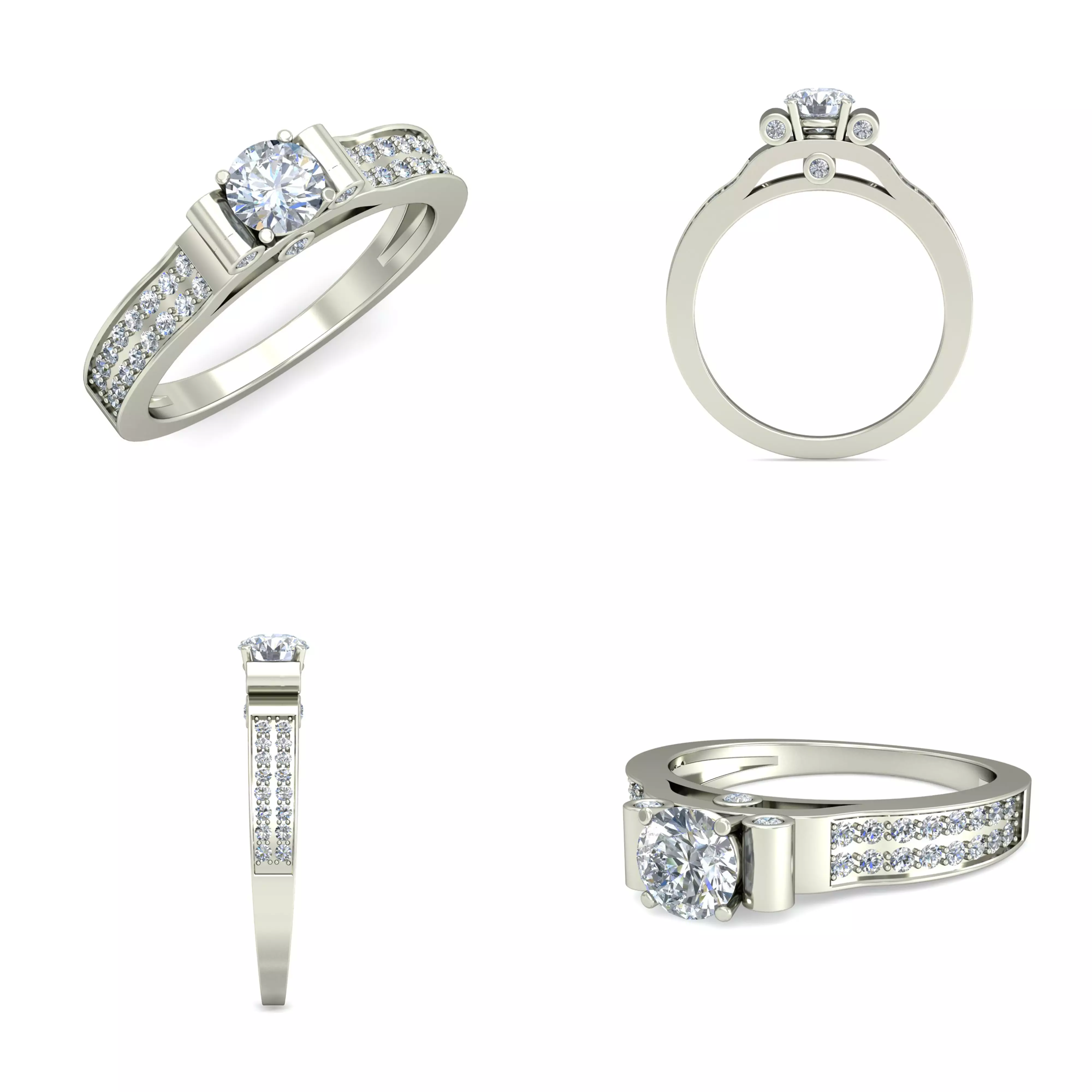 Modern Split Shank Diamond Engagement Ring 3DM CAD Model 3D print model