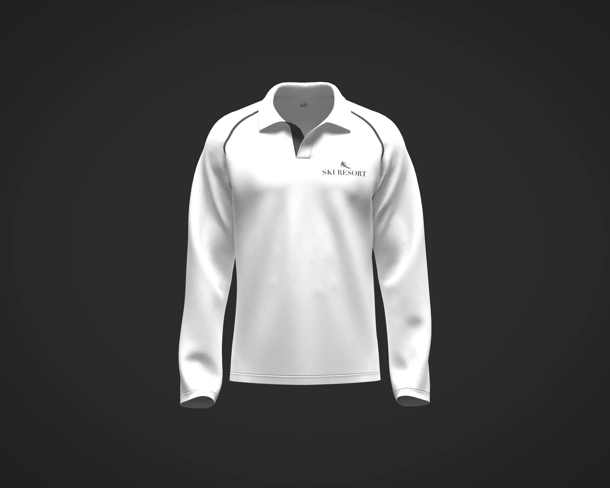 Mens raglan full sleeve polo with piping graphic 3D model