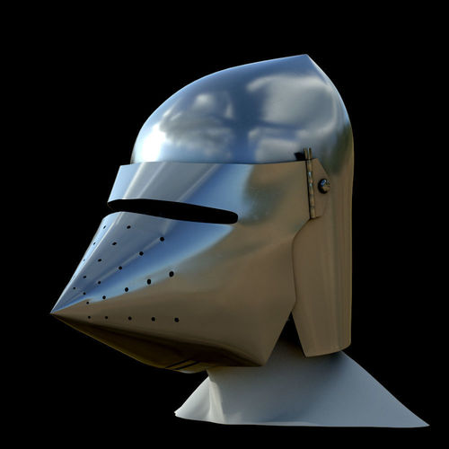 Medieval Knight Bascinet Helmet Low-poly 3D model
