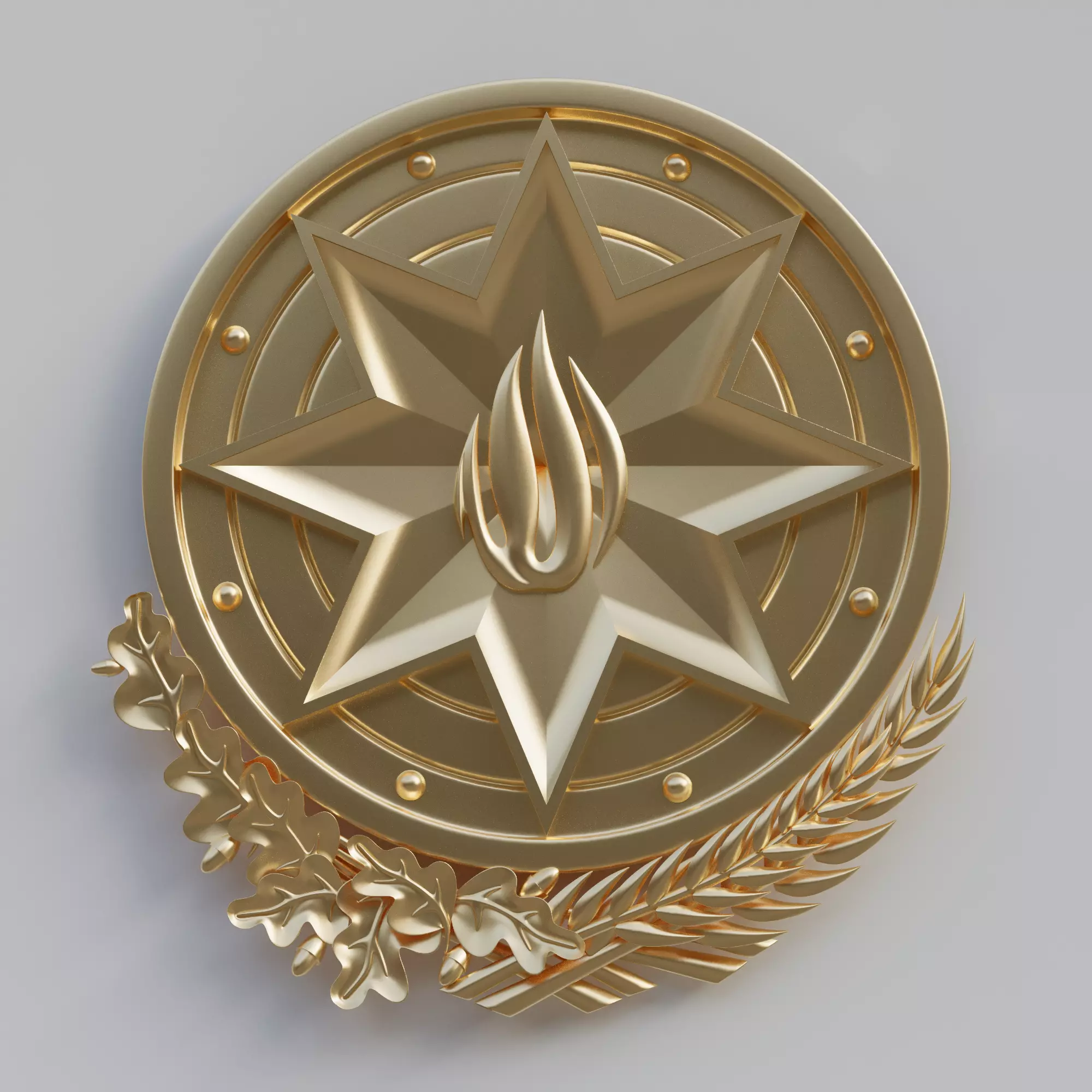 Azerbaijan Coat of Arms 3D Model Gold Emblem 3D model