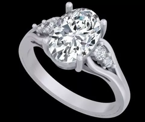 Oval Diamond Split-Shank Engagement Ring Jewelry 3D print model