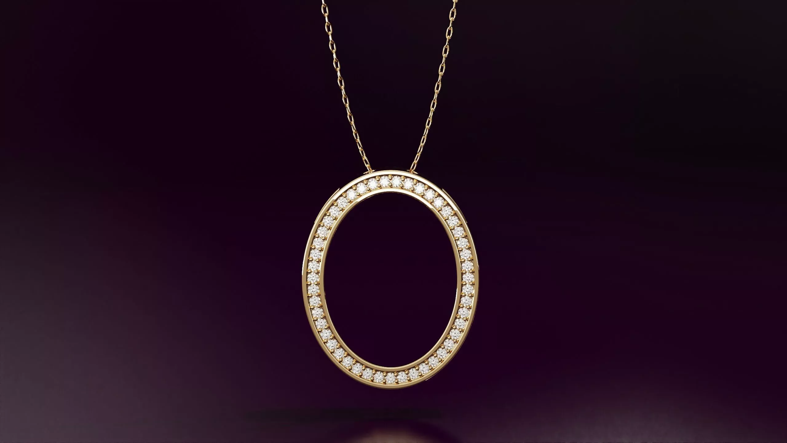 Ellipse pendant with round diamonds 20mm 3D print model