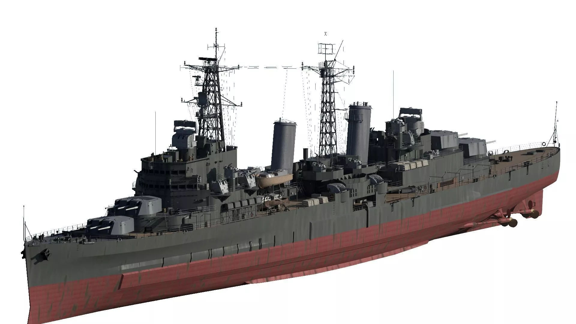 WW2 ROYAL NAVY TOWN CLASS LIGHT CRUISER 3D model